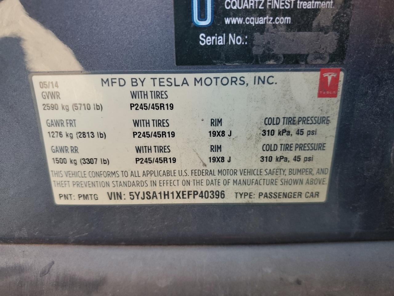 2014 TESLA MODEL S