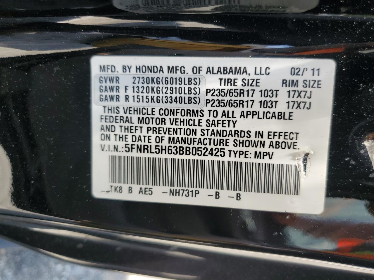 2011 HONDA ODYSSEY