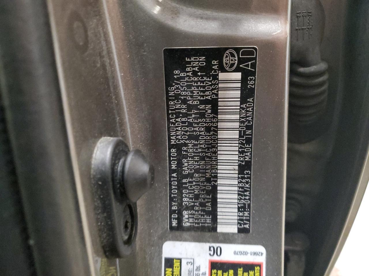 2018 TOYOTA COROLLA