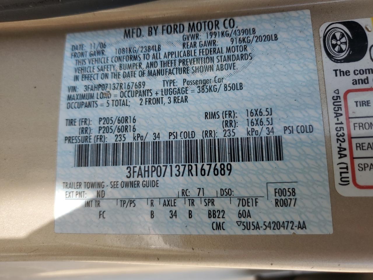 2007 FORD FUSION