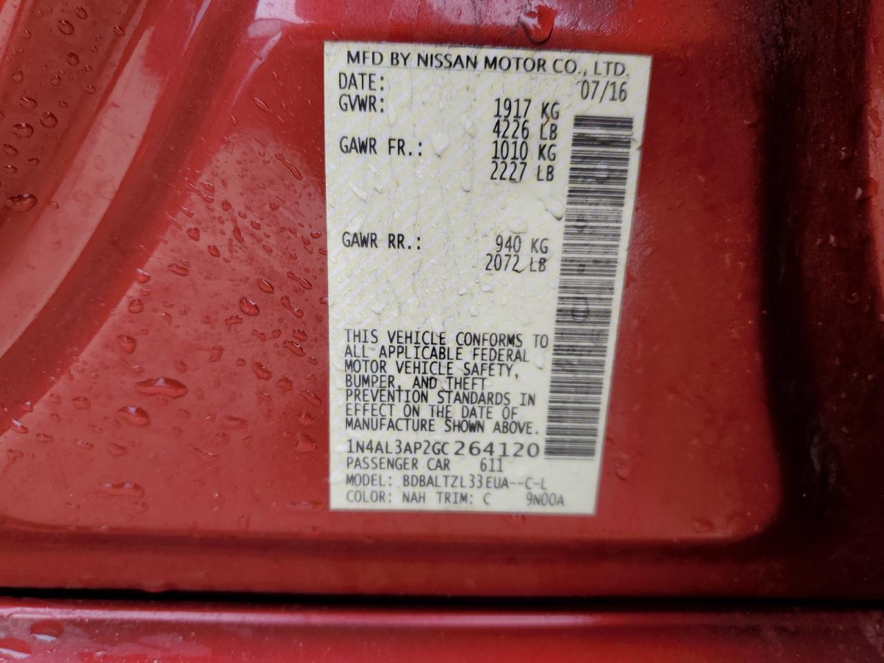 2016 NISSAN ALTIMA