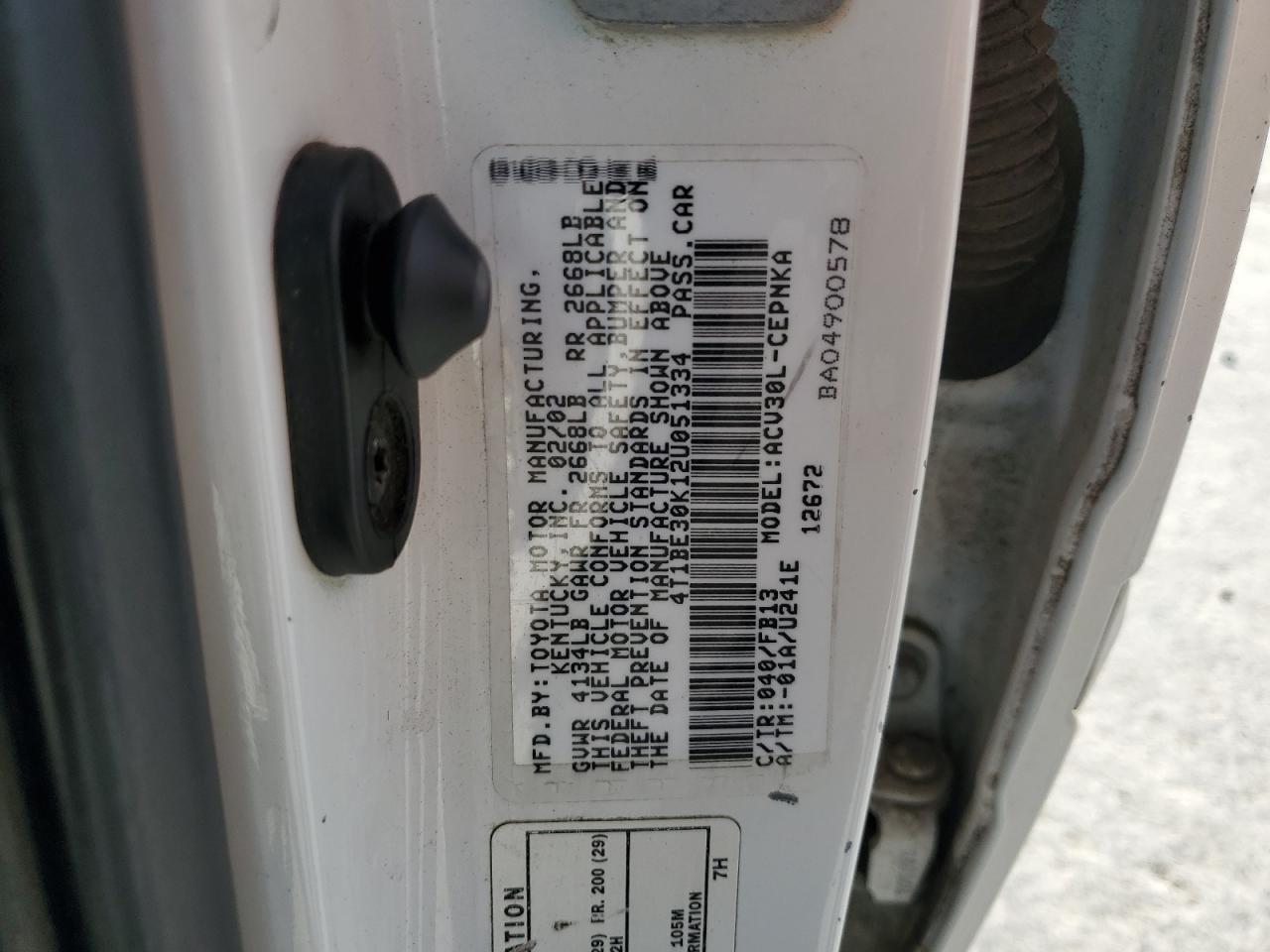 2002 TOYOTA CAMRY
