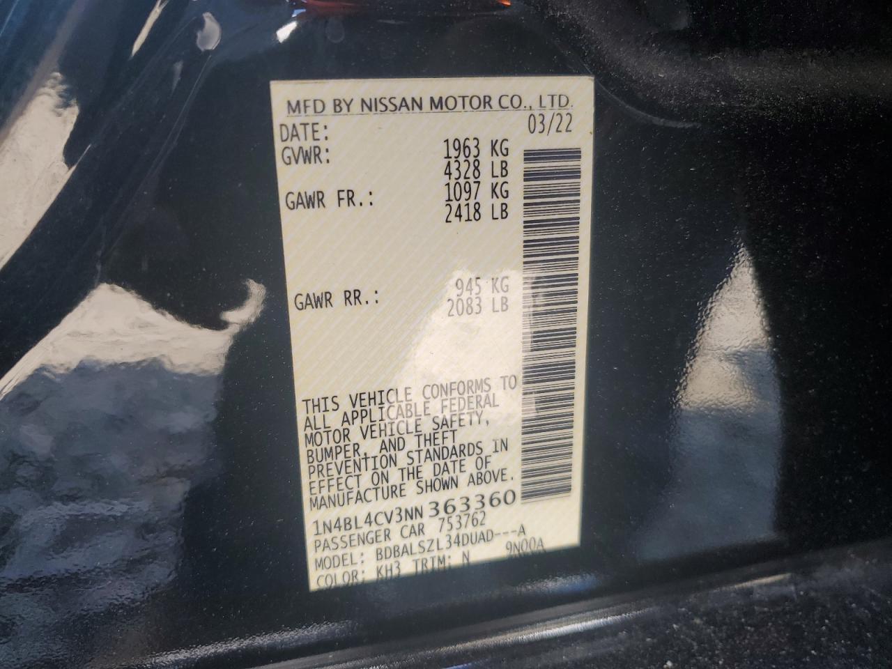 2022 NISSAN ALTIMA
