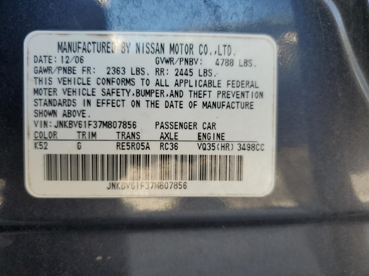 2007 INFINITI G35