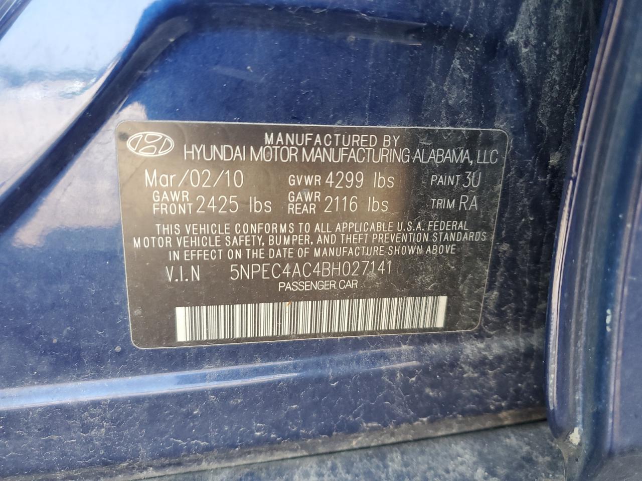 2011 HYUNDAI SONATA