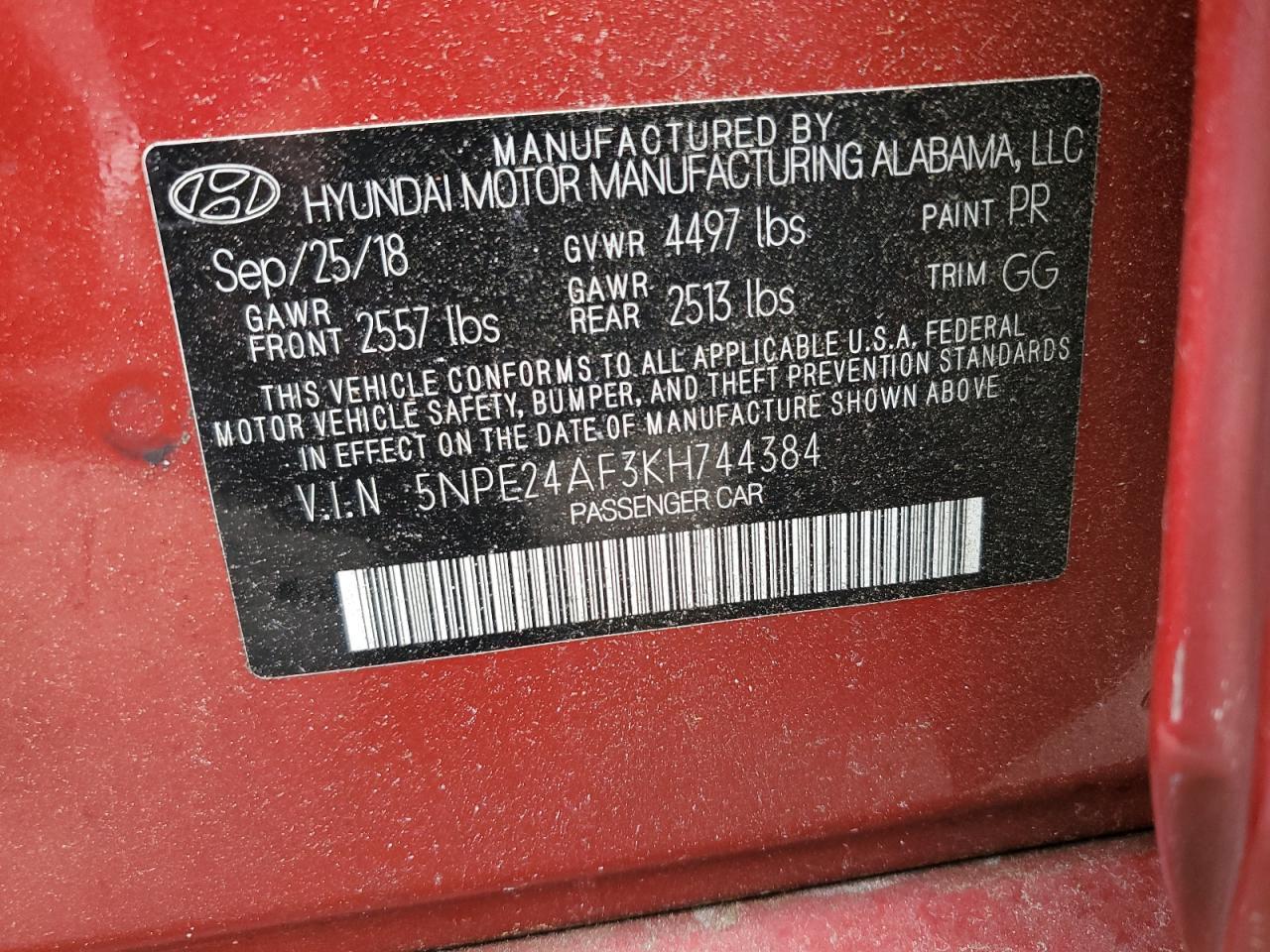 2019 HYUNDAI SONATA