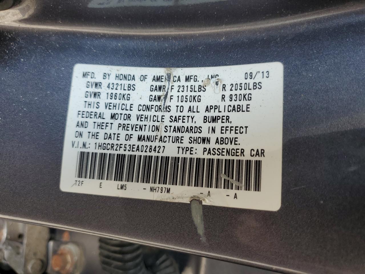 2014 HONDA ACCORD