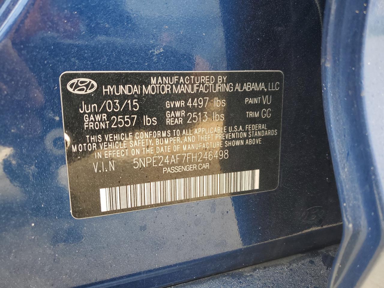 2015 HYUNDAI SONATA
