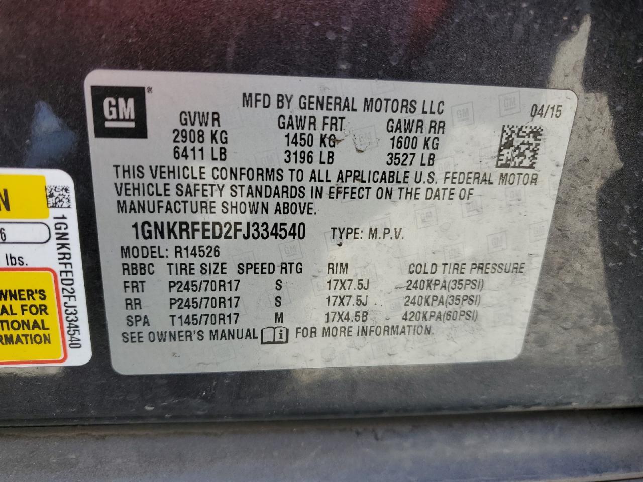 2015 CHEVROLET TRAVERSE