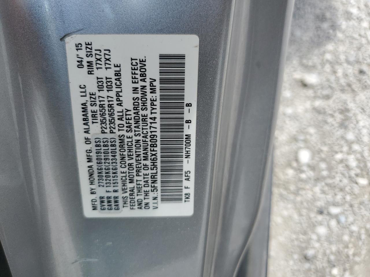 2015 HONDA ODYSSEY