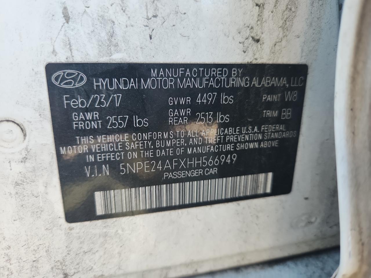 2017 HYUNDAI SONATA