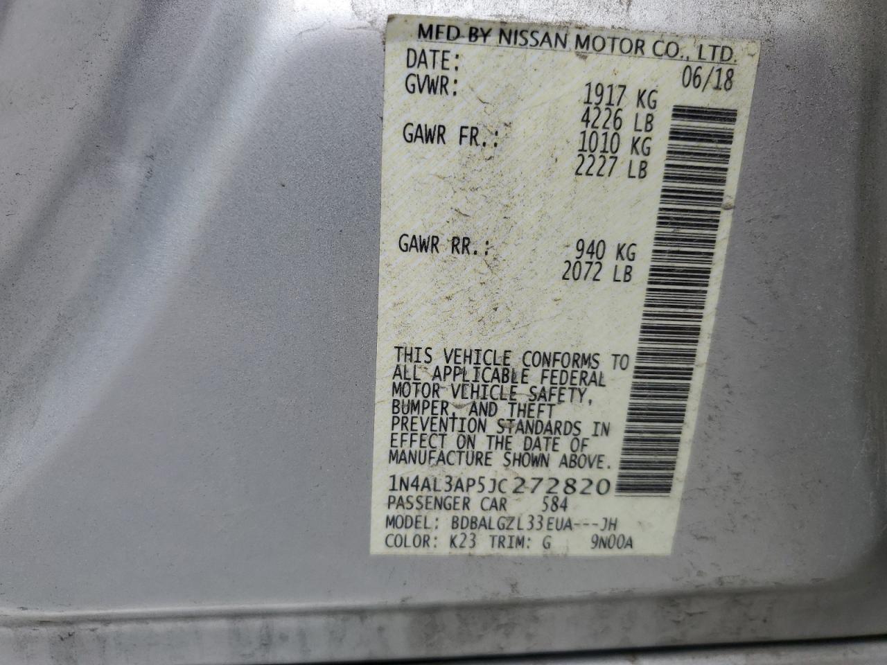 2018 NISSAN ALTIMA