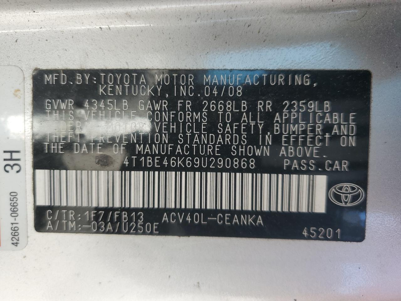 2009 TOYOTA CAMRY