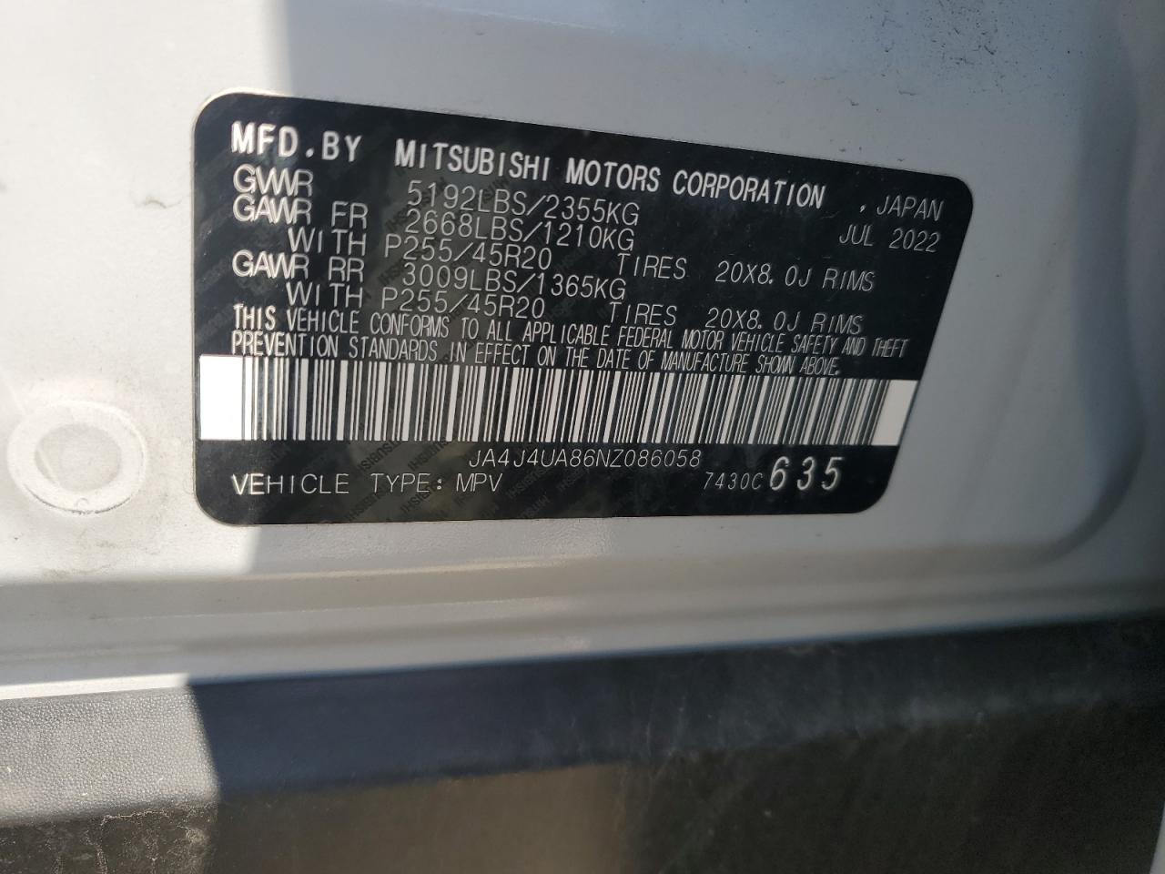2022 MITSUBISHI outlander