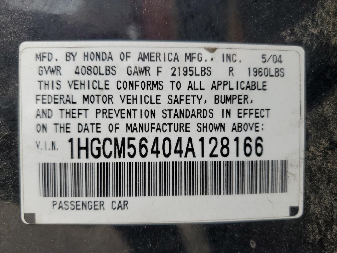 2004 HONDA ACCORD