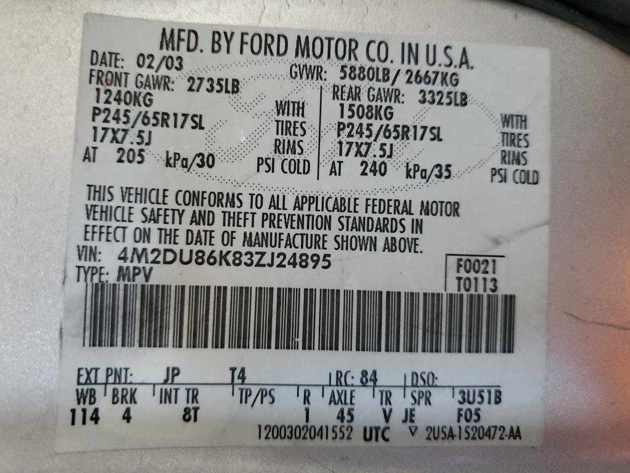 2003 MERCURY Mountaineer