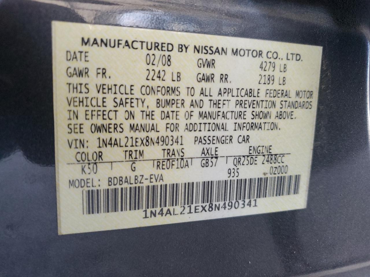 2008 NISSAN ALTIMA