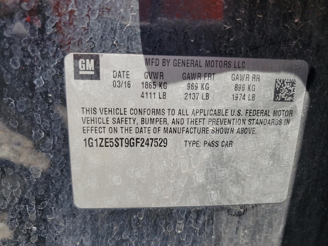 2016 CHEVROLET MALIBU