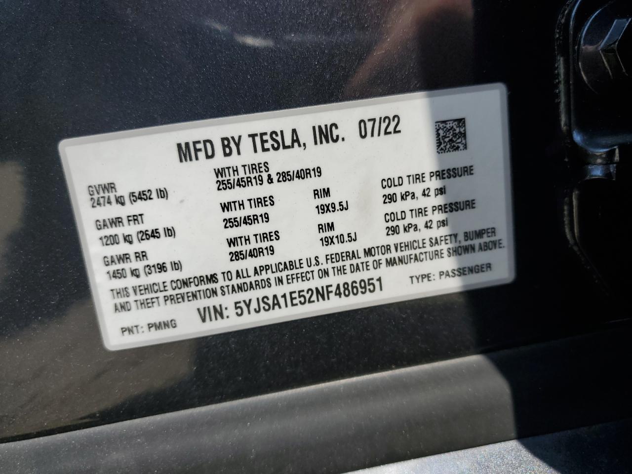 2022 TESLA MODEL S