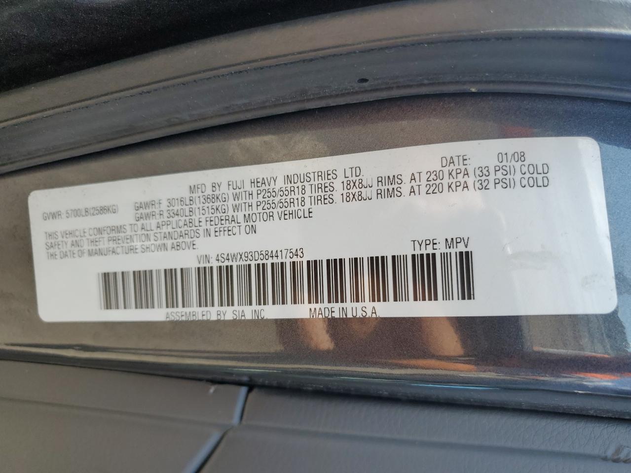 2008 SUBARU Tribeca