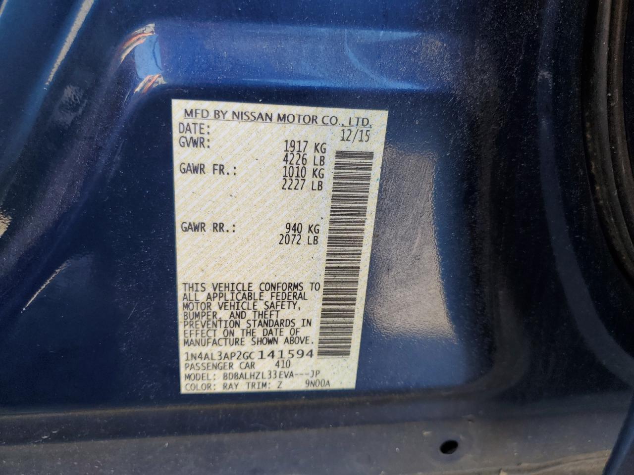 2016 NISSAN ALTIMA