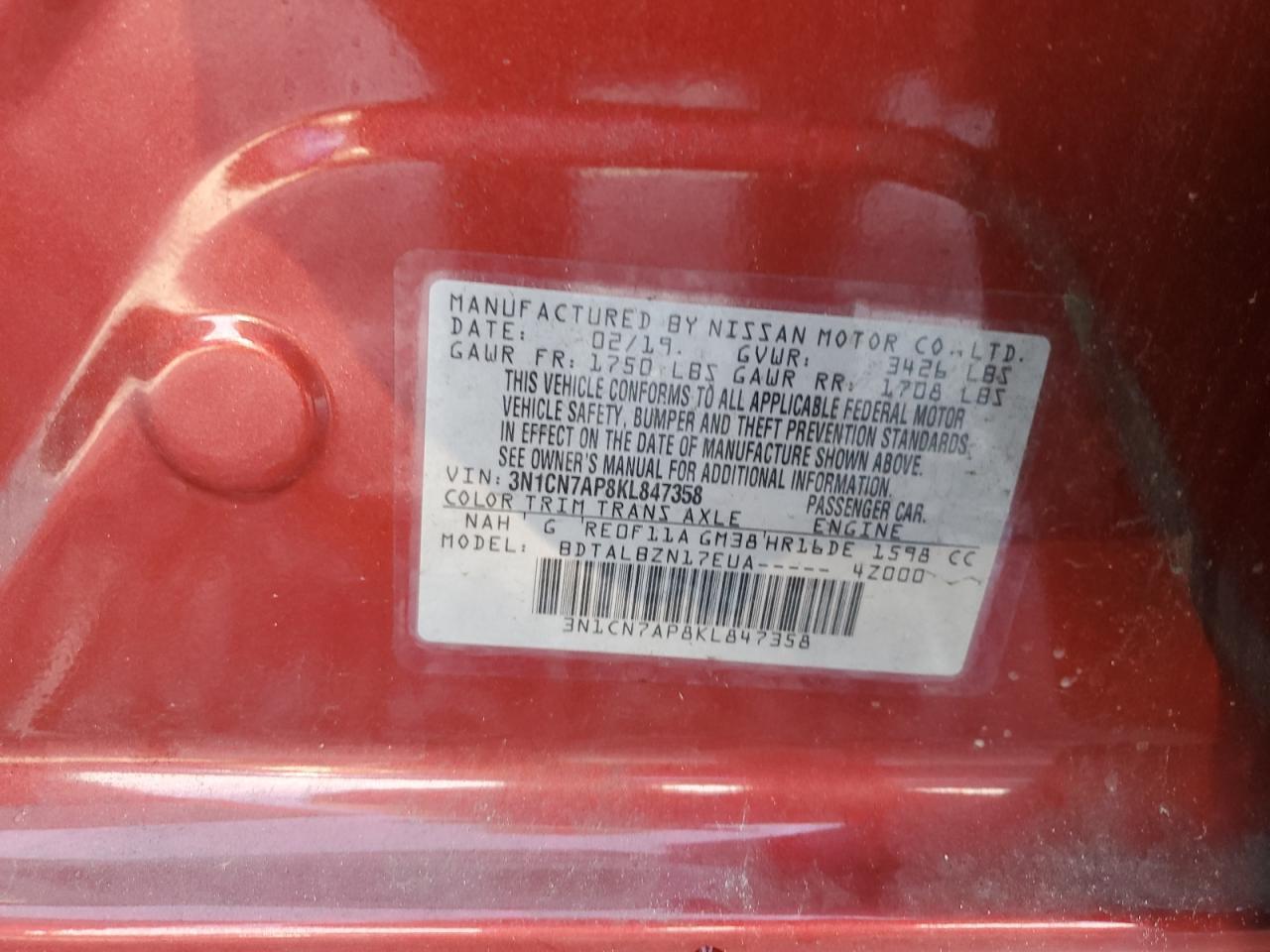 2019 NISSAN VERSA