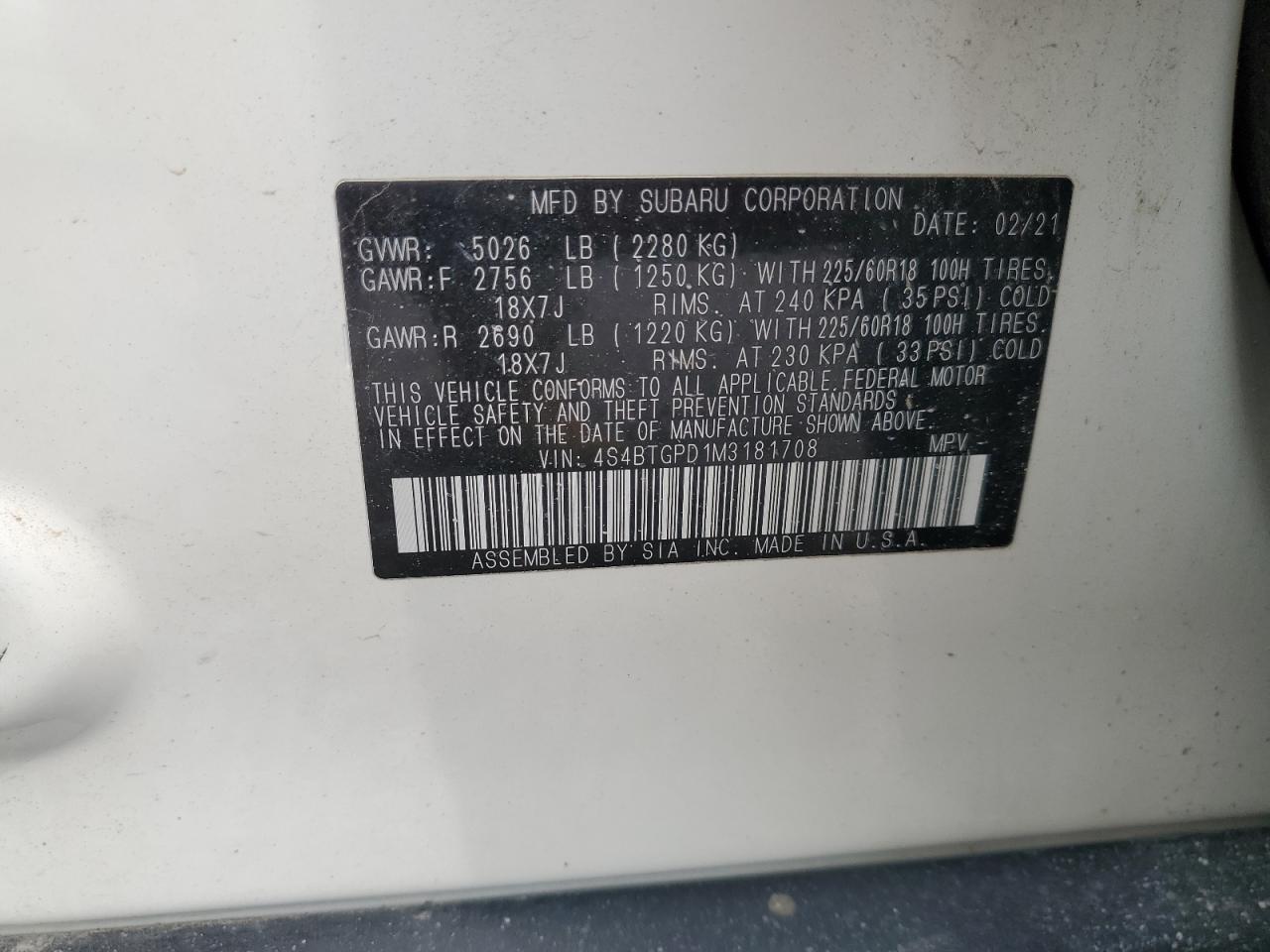2021 SUBARU Outback