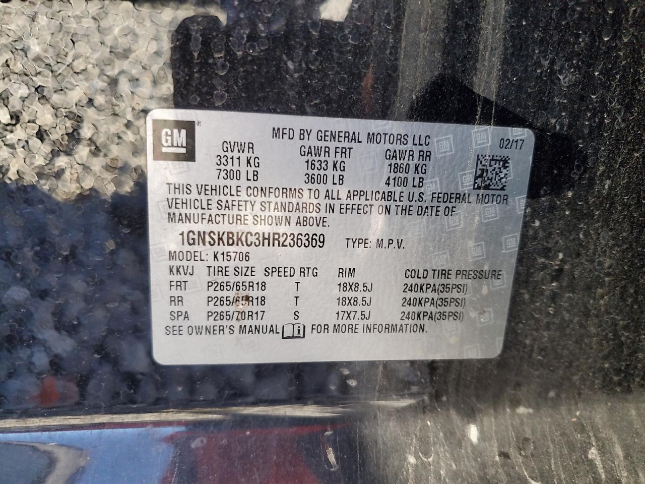 2017 CHEVROLET Tahoe