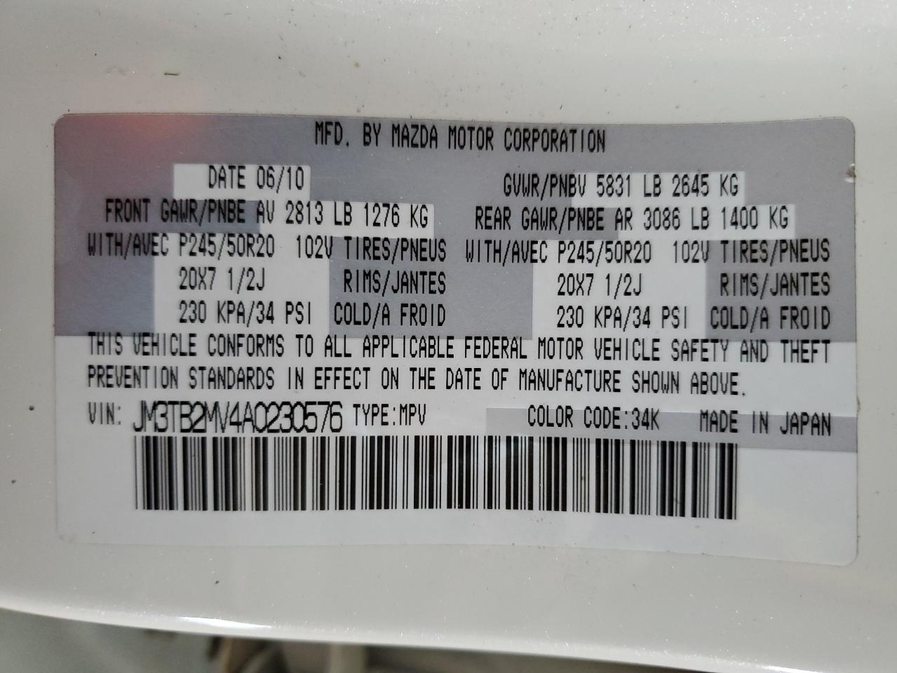 2010 MAZDA CX-9