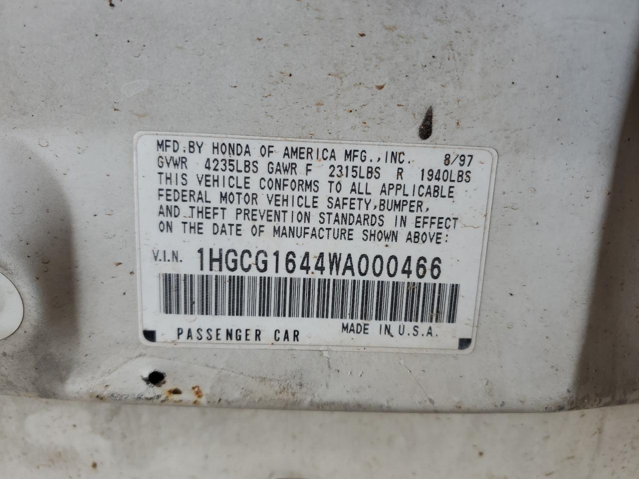 1998 HONDA ACCORD