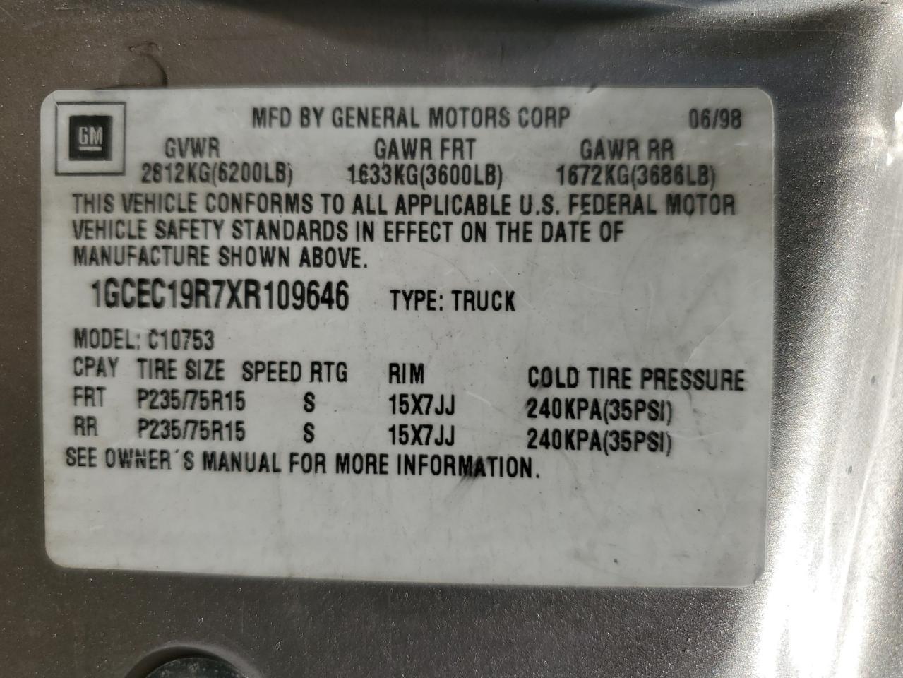 1999 CHEVROLET Gmt