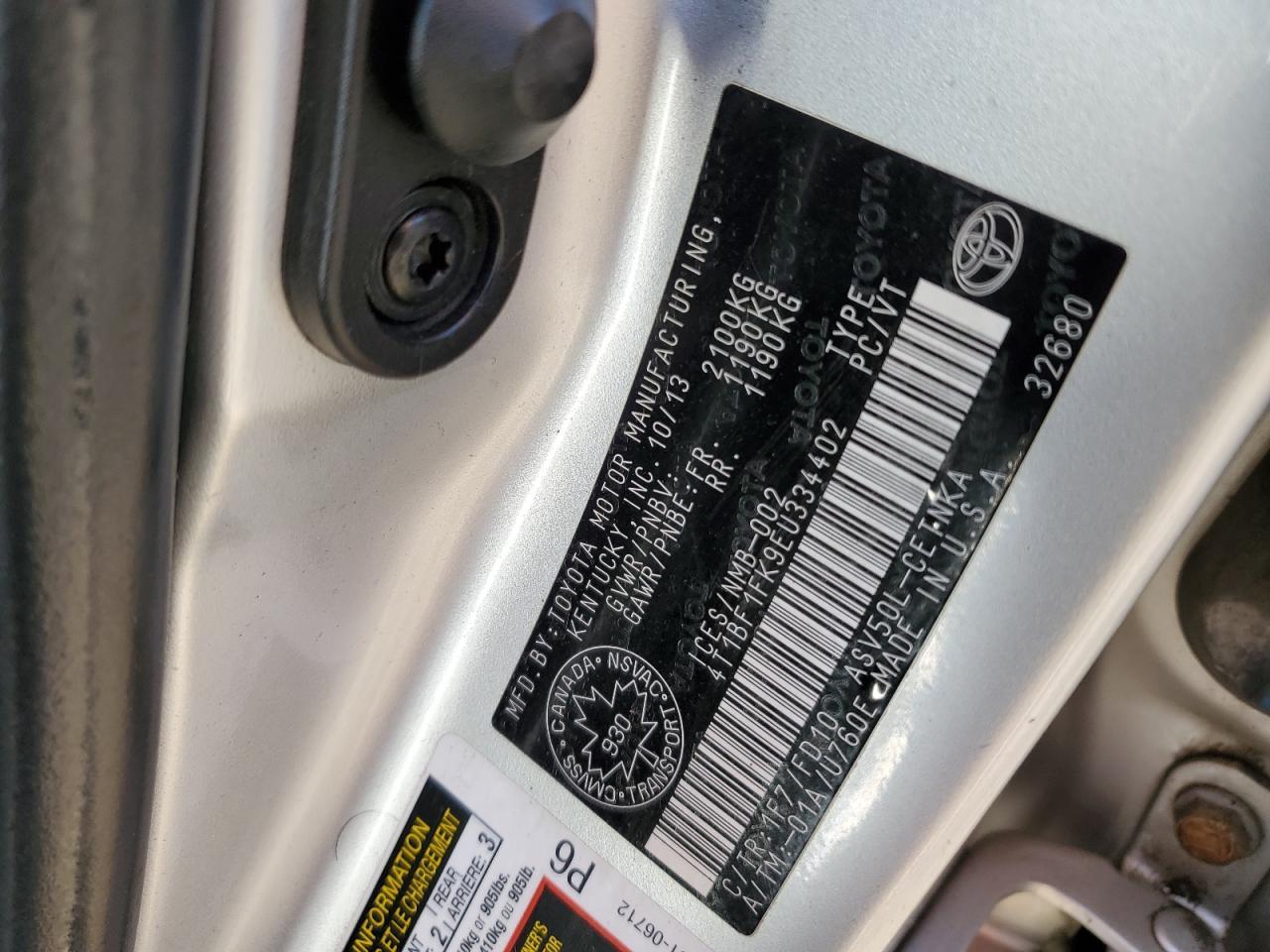 2014 TOYOTA CAMRY