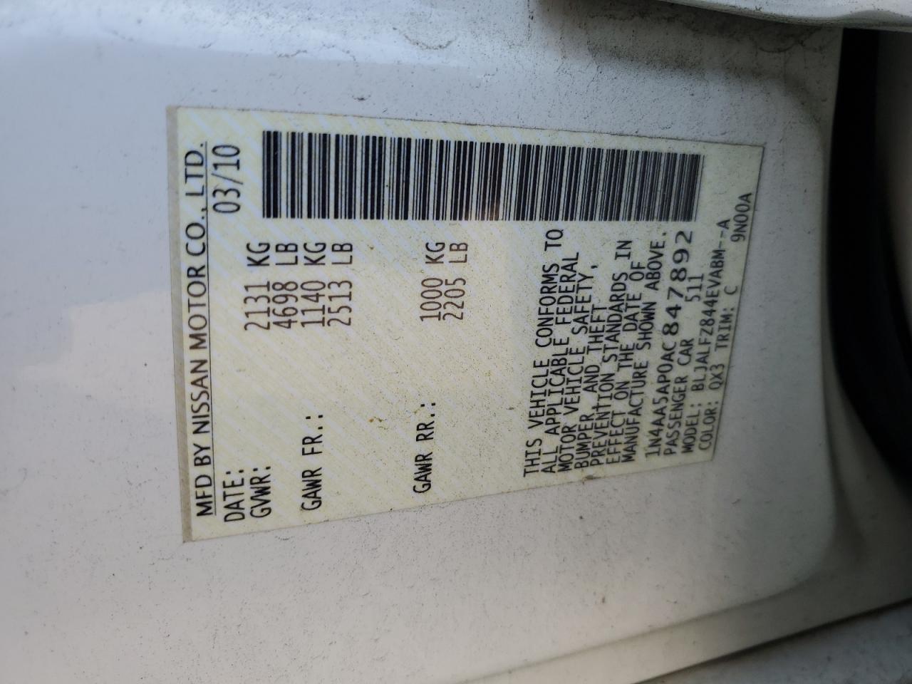 2010 NISSAN Maxima