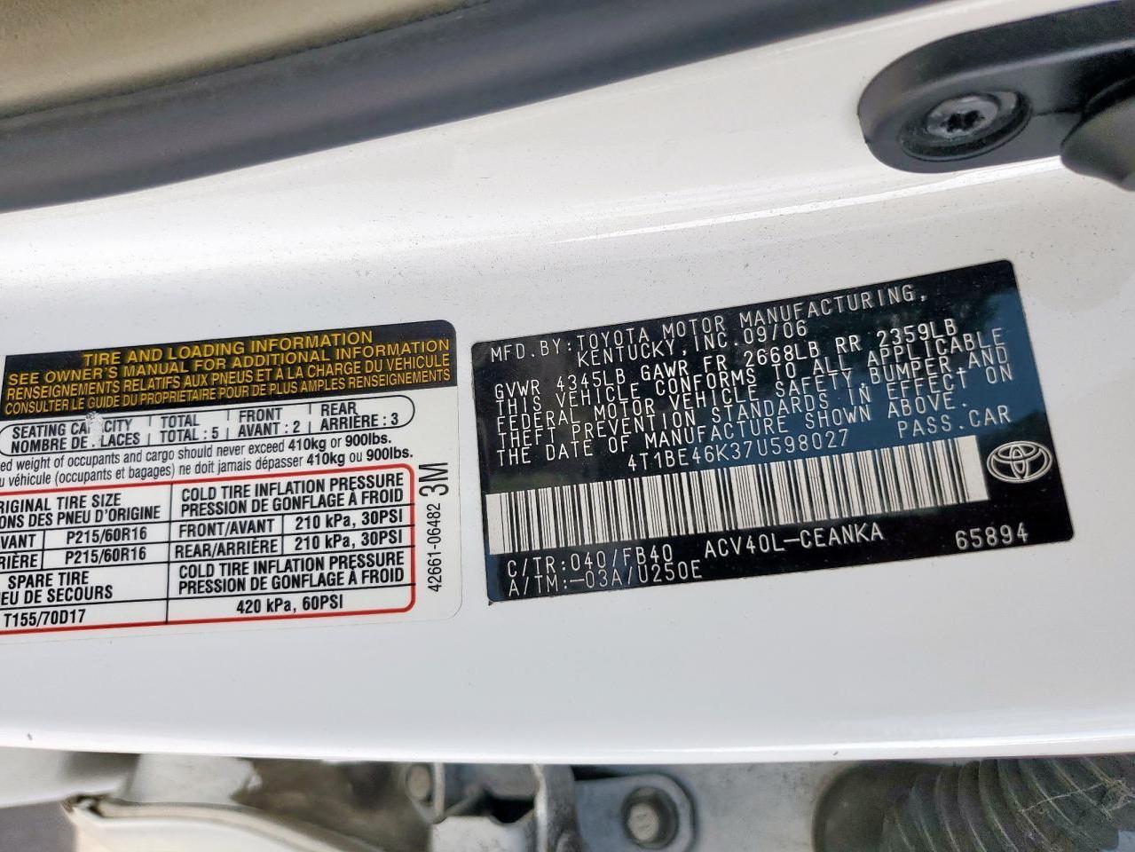 2007 TOYOTA CAMRY