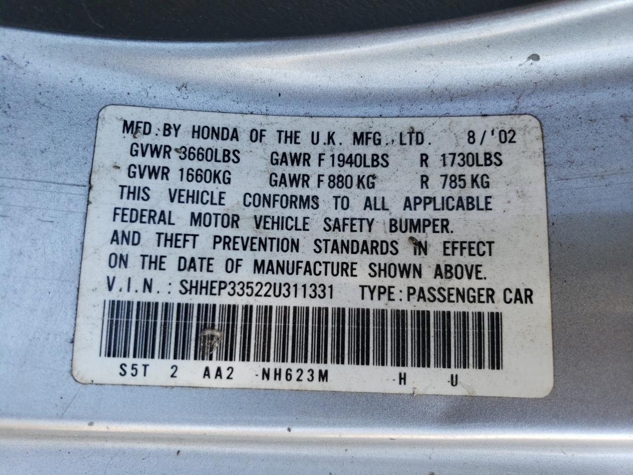 2002 HONDA CIVIC