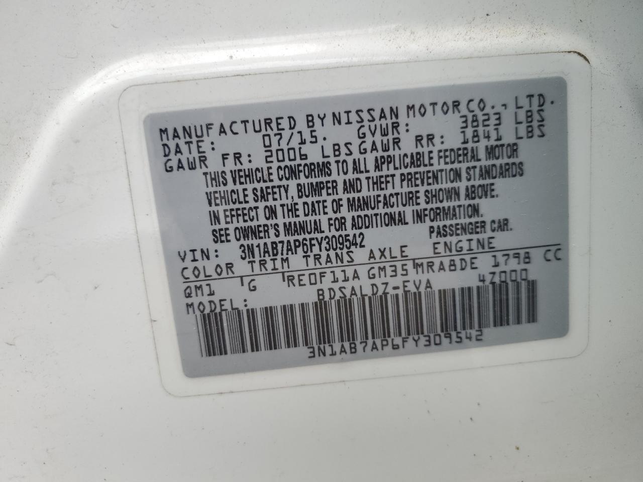 2015 NISSAN SENTRA