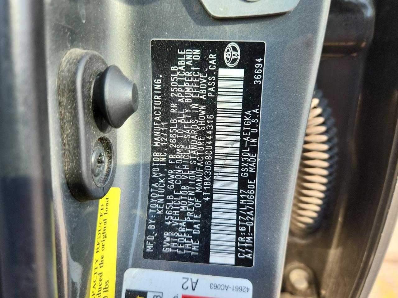 2012 TOYOTA Avalon