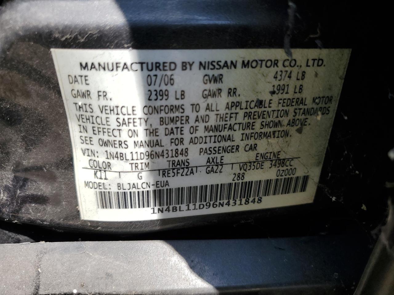 2006 NISSAN ALTIMA