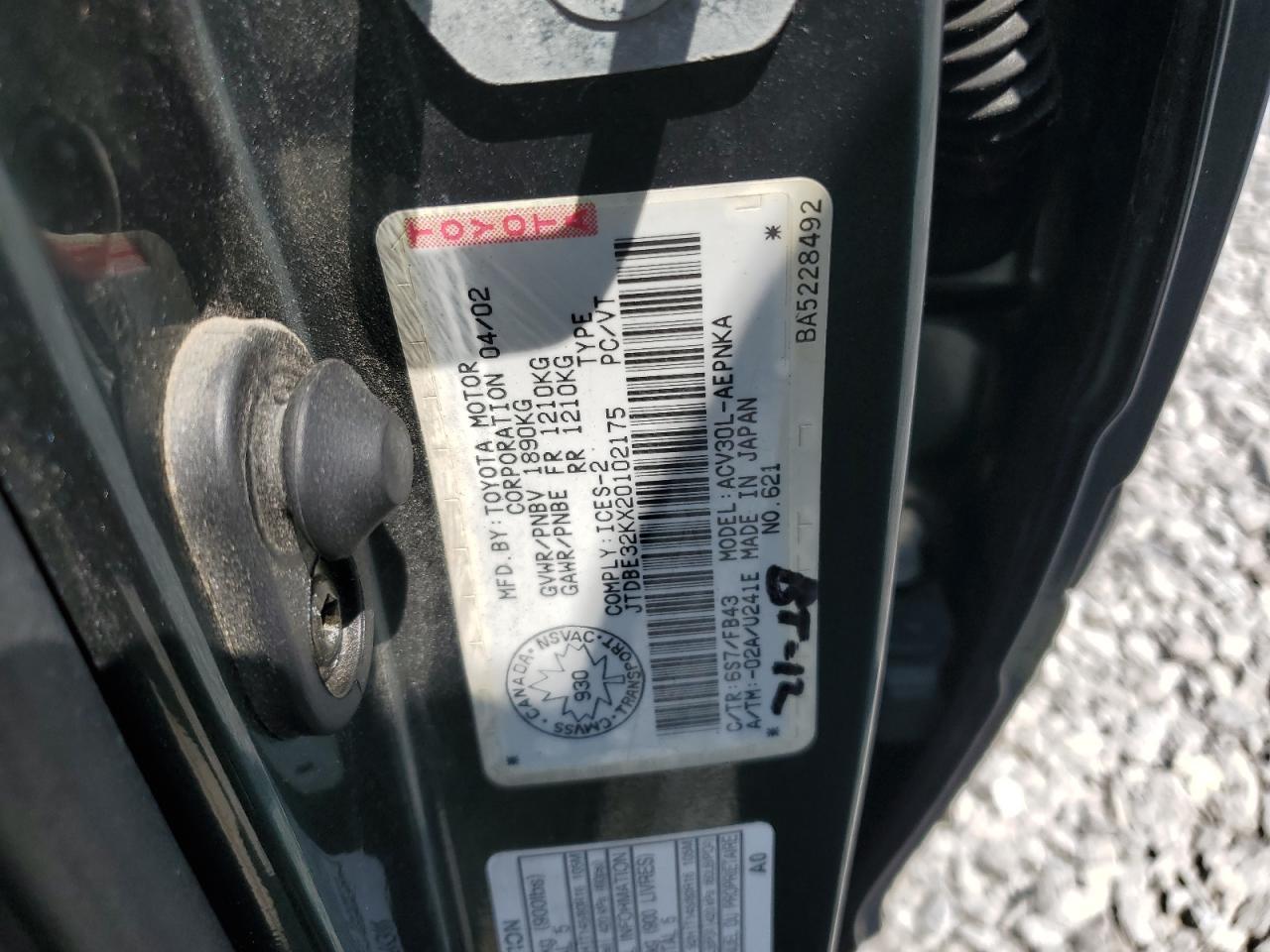 2002 TOYOTA CAMRY