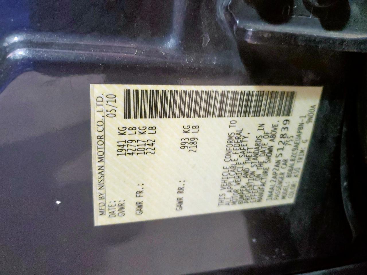 2010 NISSAN ALTIMA