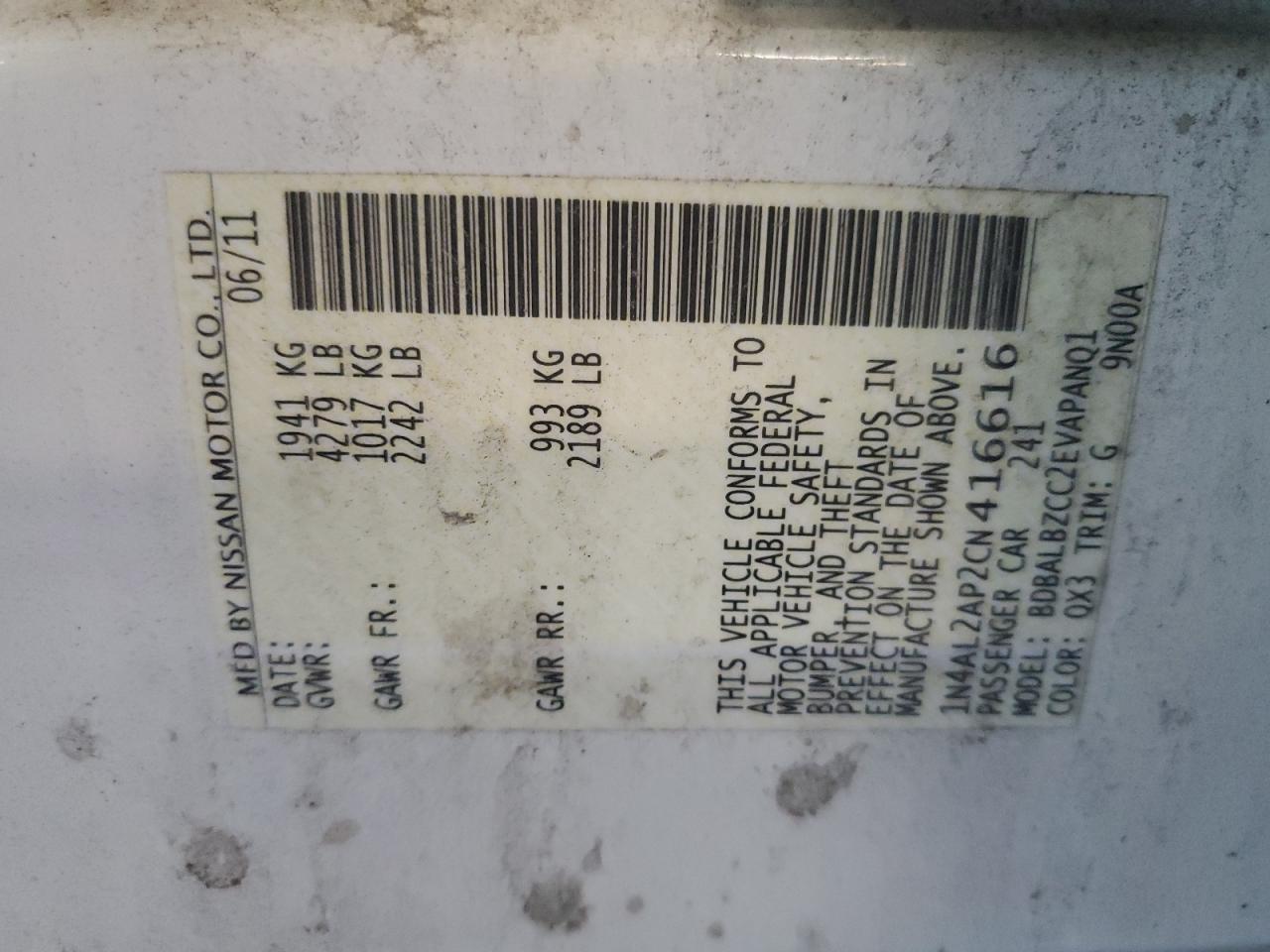 2012 NISSAN ALTIMA