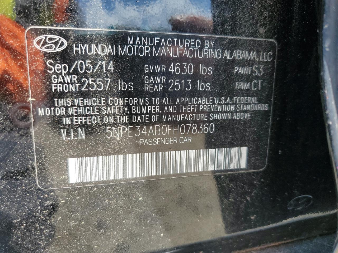 2015 HYUNDAI SONATA