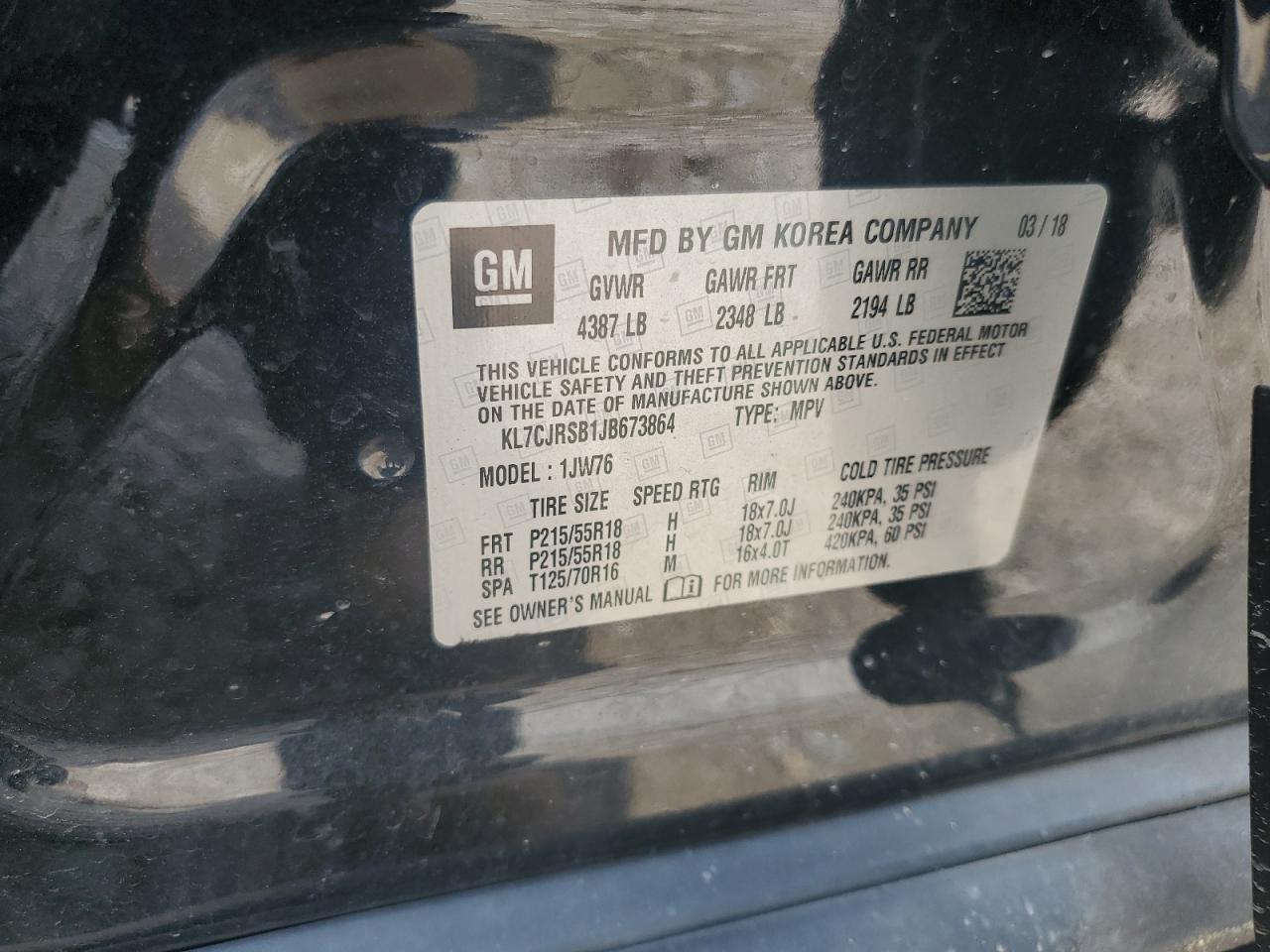 2018 CHEVROLET TRAX