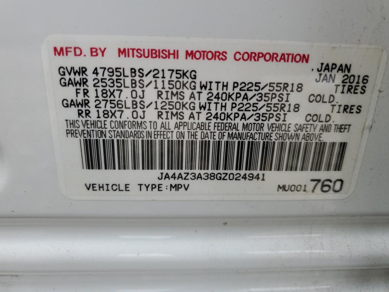 2016 MITSUBISHI outlander