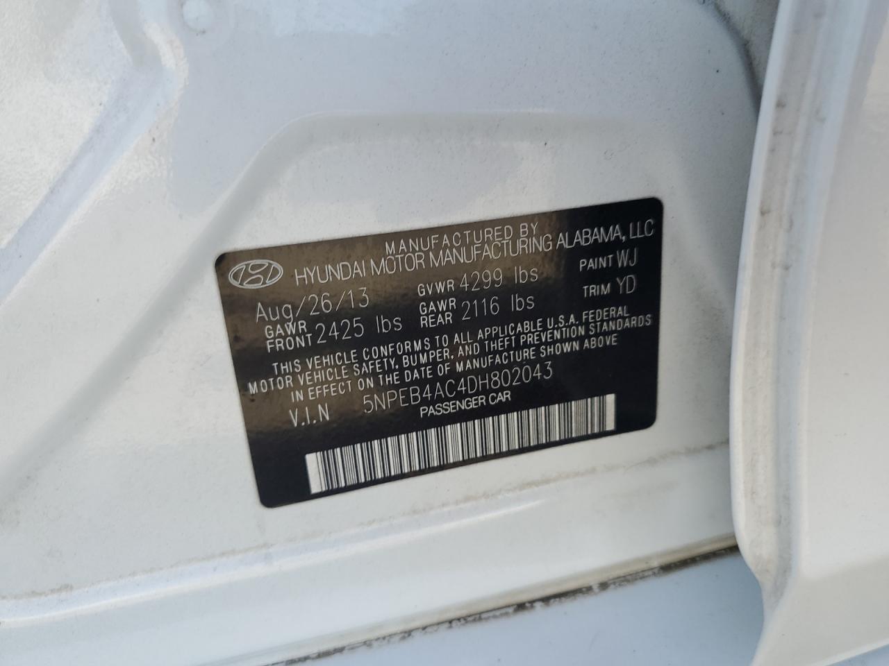2013 HYUNDAI SONATA