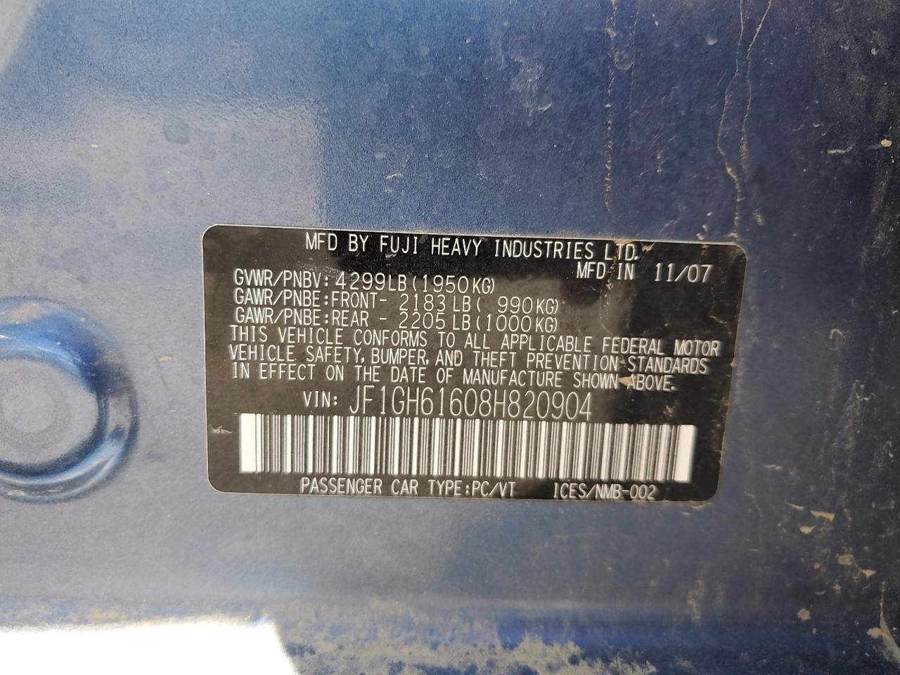 2008 SUBARU IMPREZA