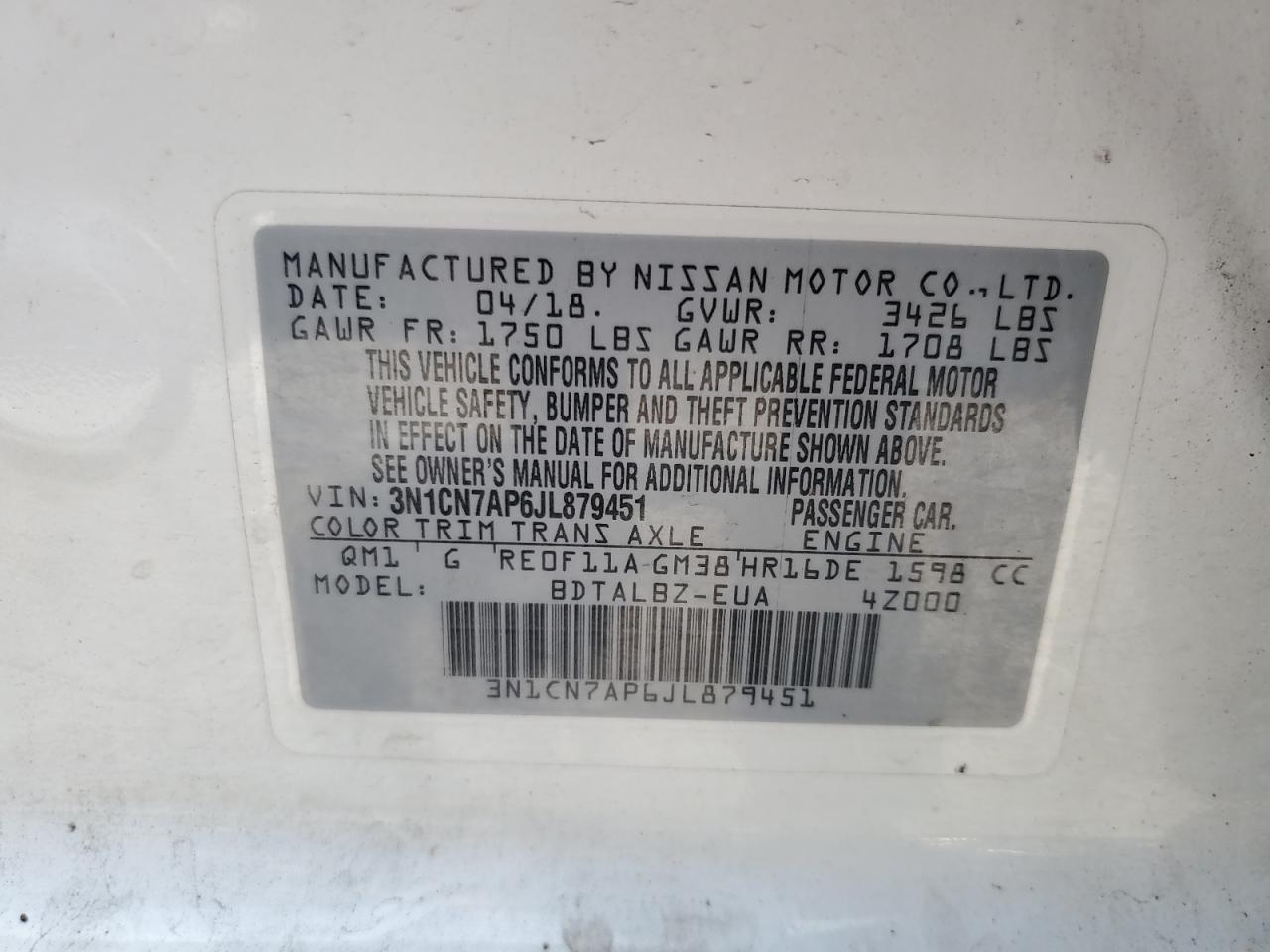 2018 NISSAN VERSA