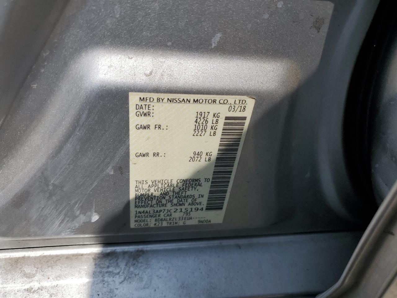 2018 NISSAN ALTIMA