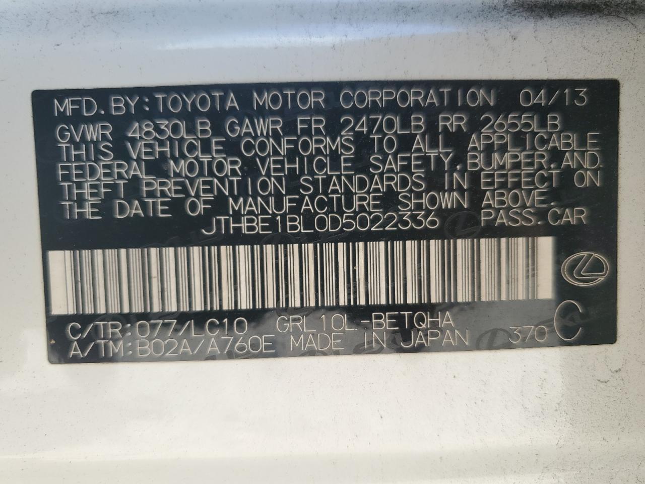 2013 LEXUS GS 350