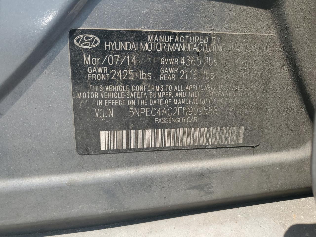 2014 HYUNDAI SONATA